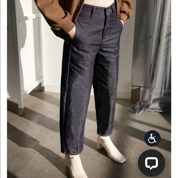 Oak + Fort dark washed straight leg jeans - Picture 2 of 5